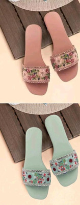 HunarPaon Women Flats(Beige, Green , 4)