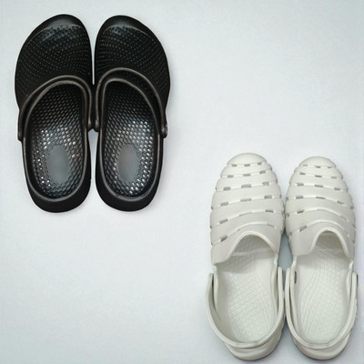 Monrav Men Clogs(Black, White , 7)