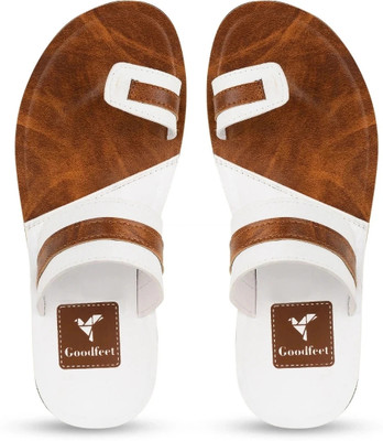 GoodFeet Men Sandals(Tan, White , 7)