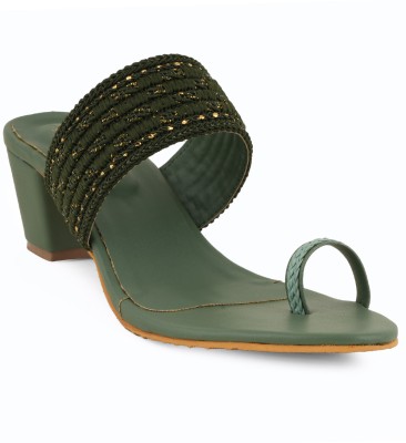 SCENTRA Women Heels(Green , 7)