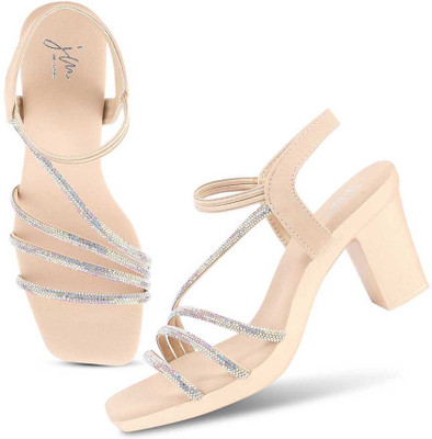 jm looks Women Heels(Gold , 4)