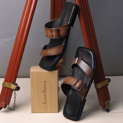 LOUIS STITCH Men Sandals(Brown , 10)