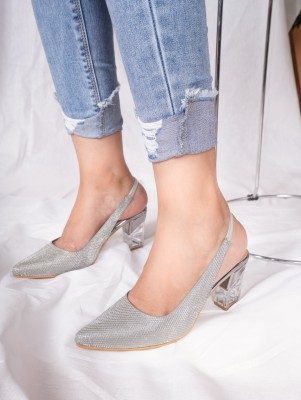 jm looks Women Heels(Grey , 8)