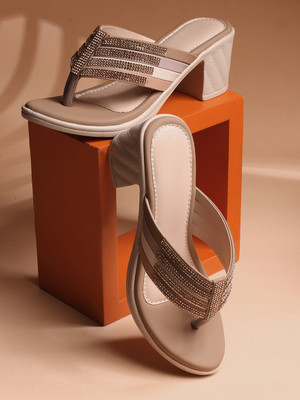 TRIKSY Women Heels(Beige , 8)