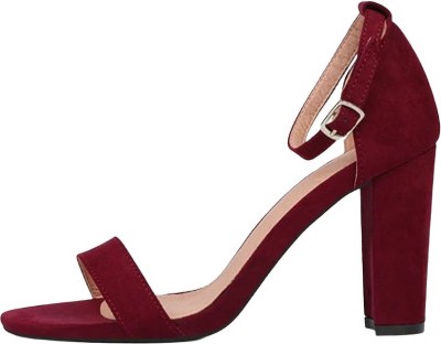 Gloglamp Women Heels(Maroon , 8)