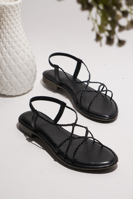 TRYME Women Flats(Black , 8)