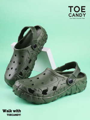 TOE CANDY Green Men Clogs Slide Men Sandals(Green , 6)