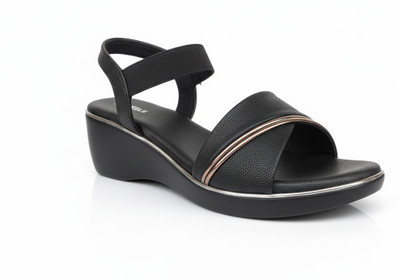 PAIR HEELS Women Wedges(Black , 6)