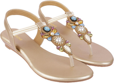 MOCHI Women Flats(Gold , 6)