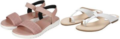 Kuhu Creations Women Flats(Pink, White , 7)