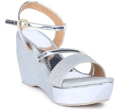 MONAQI Women Heels(Silver , 3)