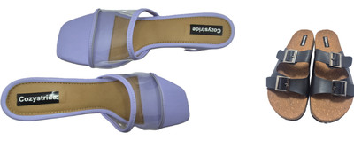 Cozystride Women Heels(Black, Purple, Tan , 6)