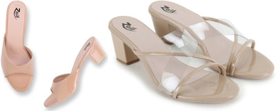 Zaif Women Heels(Beige, Beige , 5)