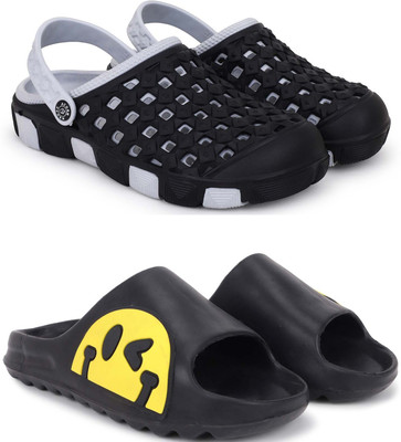 Pampy Angel Men Slippers(Grey, Black , 6)