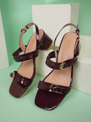 MOZAFIA Women Heels(Maroon , 6)