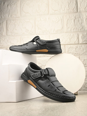 Bucik BCK8036 Lightweight Comfort Extra Soft Summer Trendy Premium Stylish Party Men Sandals(Black , 6)