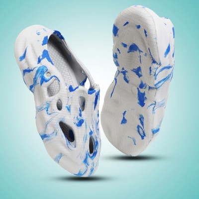 ISHAAN TASHAN Lightweight| Premiun| Comfort| Summer Tendy| Outdoor Indoor Men Clogs(White, Blue , 8)