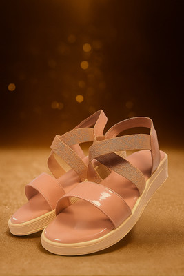 mp collection Women Wedges(Pink , 5)