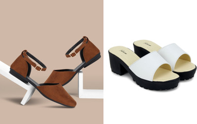 Todhwear Women Heels(Brown, White , 5)