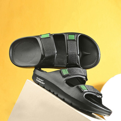 ATHREE Men Sports Sandals(Black , 9)