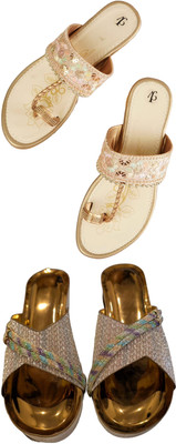 JAZZVOKE PRIVATE LIMITED Women Casual(Gold, Yellow , 8)