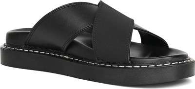 LOUIS STITCH Lightweight Cross Strap Slip-On with PU Cushion Sole Men Sandals(Black , 9)