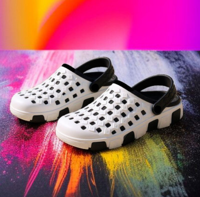 Pampy Angel Men Clogs(Black, White , 7)