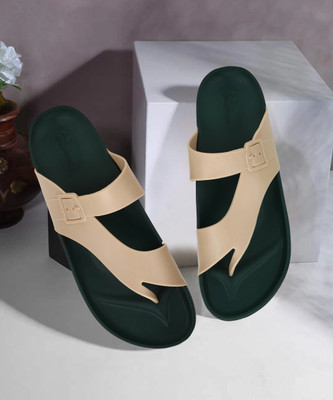 Paragon EVK3405G Lightweight Slippers| Easy Wear Slip On | Comfortable Men Sandals(White, Green , 9)