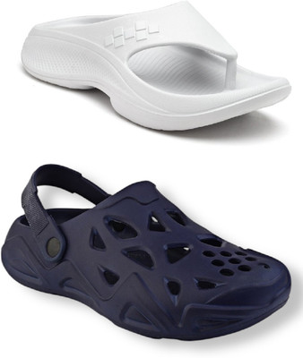 DEFLOW Men Sandals(Navy, Grey , 8)