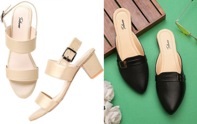 Todhwear Women Heels(Gold, Black , 5)