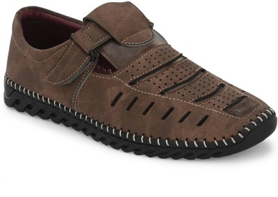 Azzaro Black Men Sandals(Brown , 7)