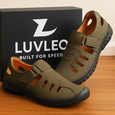 LUVLEO Men Sandals(Olive , 9)