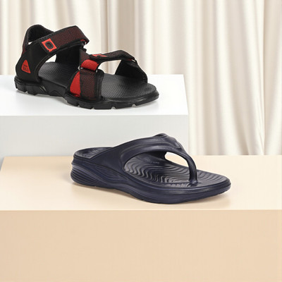 WOCMEC Men Sandals(Red, Blue , 8)