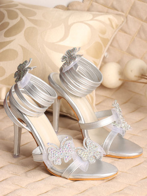 TRYME Women Heels(Silver , 7)