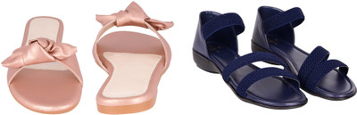 PMS Women Wedges(Pink, Blue , 6)