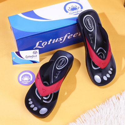 LOTUSFEET Women Flats(Red , 8)