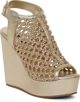flat n heels Women Gold Wedges