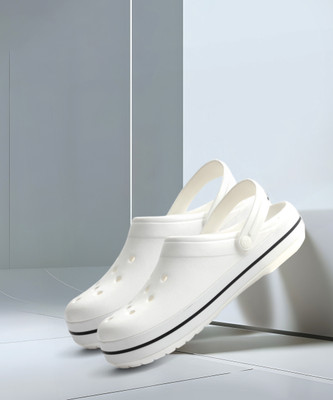 CROCS Crocband Men Clogs(White, Black , 7 UK/India)