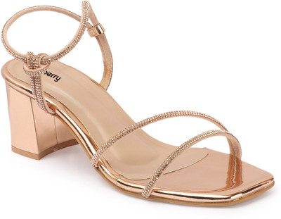 Dressberry Women Heels(Gold , 8)