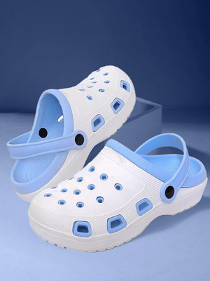 CLYMB Men Clogs(White, Blue , 7)