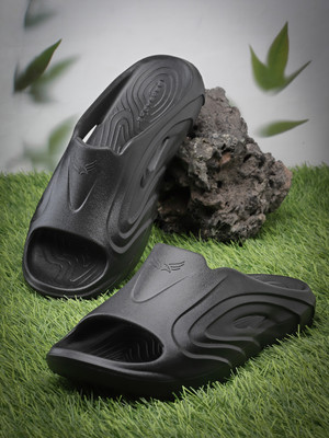BERSACHE Men Slides(Black , 9)