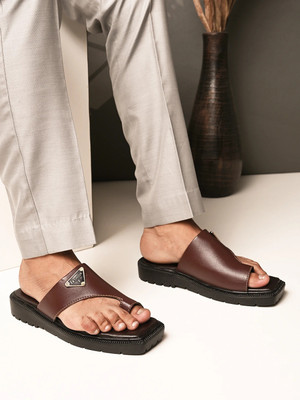 Real Bliss royal brand look |premium leather handmade chappal| men sandals| slipper for men Men Sandals(Brown, Black , 10)
