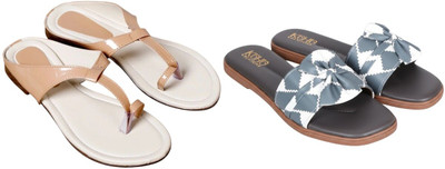 Kuhu Creations Women Flats(Beige, Grey , 5)