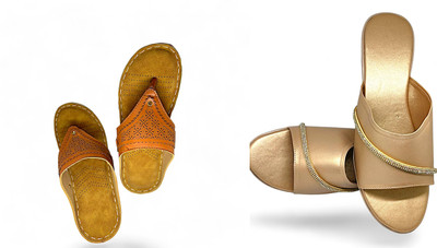 PMS Women Wedges(Brown, Beige , 6)