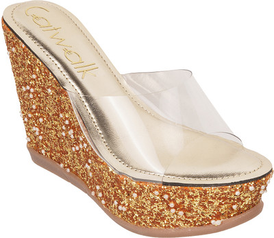 Catwalk Women Wedges(Gold , 6)