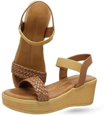 MONAQI Women Wedges(Beige , 7)