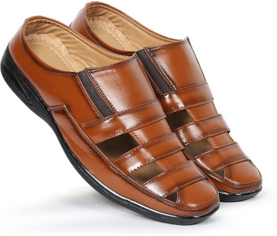 S K Shoes Men Sandals(Tan , 9)