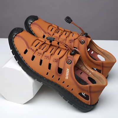 ASTEROID Men Sandals(Tan , 6)
