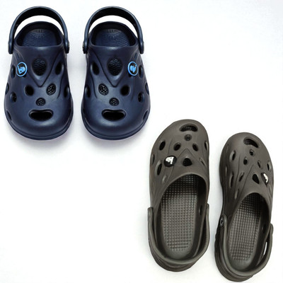 Monrav Men Clogs(Blue, Grey , 8)