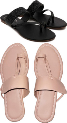 XiZUii Women Flats(Black, Pink , 8)
